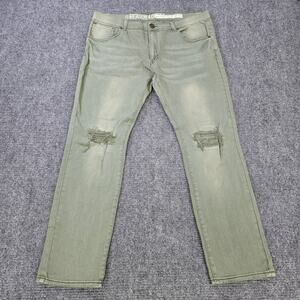 Reason Jeans Mens 40x32 Green Distressed Straight Fit 32 Inseam NWT